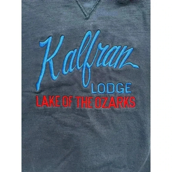 Vintage Kalfran Lodge Lake of the Ozarks Embroidered Crewneck Made in USA XXL - Picture 5 of 11